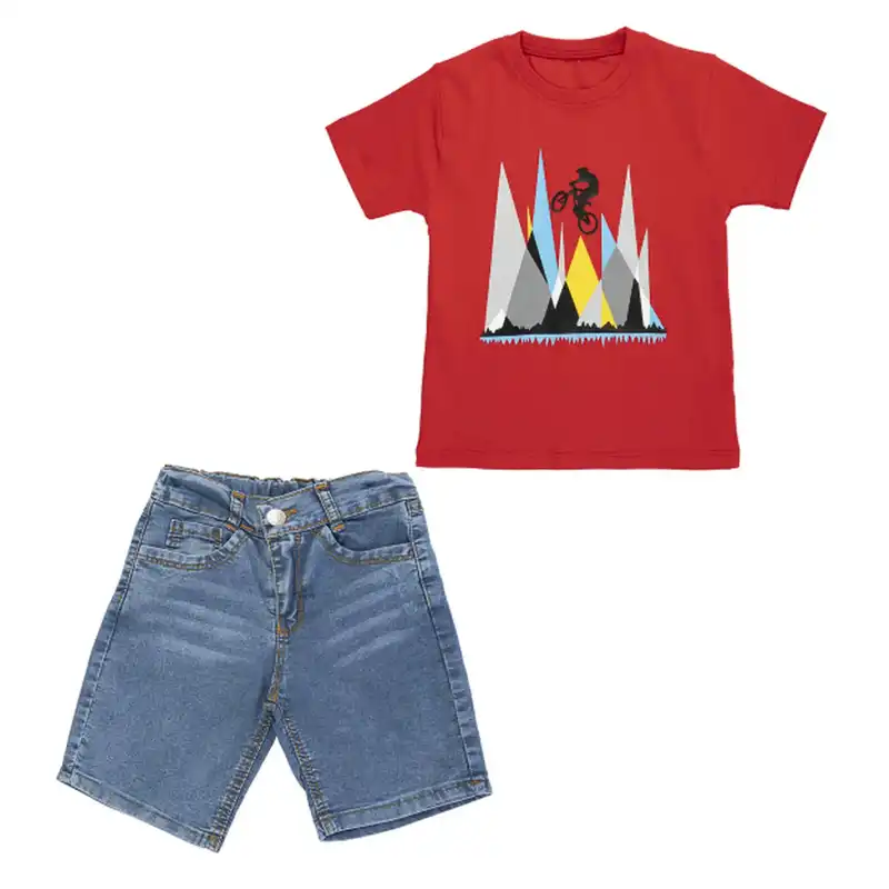 ست تی شرت و شلوارک پسرانه مدل MDSS-CG4761