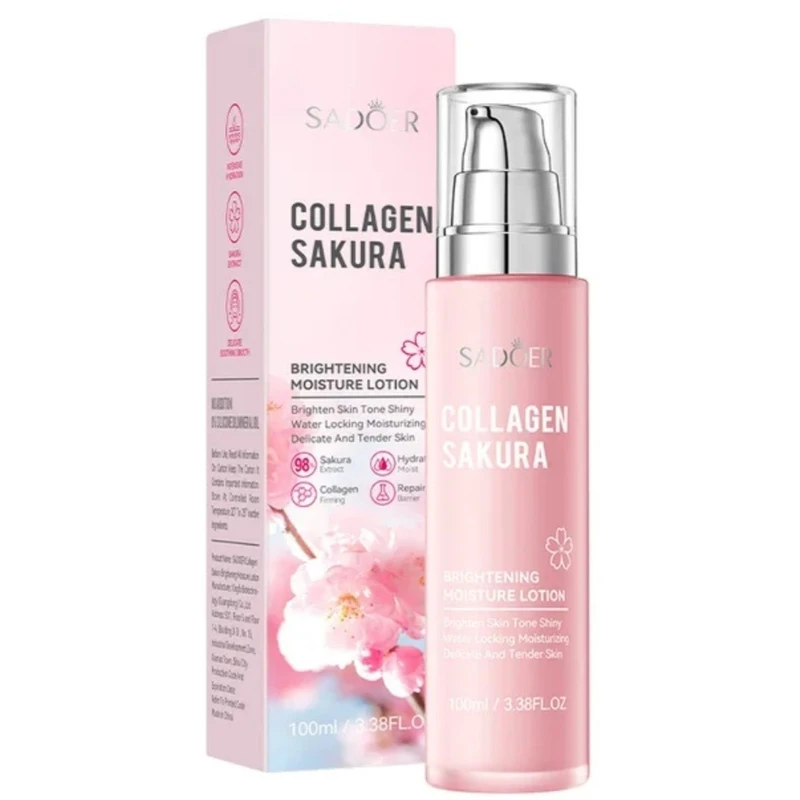 لوسیون روشن کننده روز و شب صورت سادور مدل کلاژن و ساکورا مناسب برای انواع پوست حجم 100 میلی لیتر