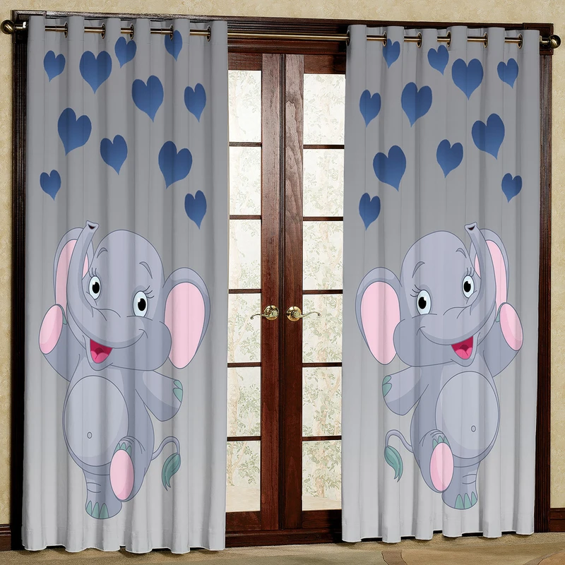   پرده مدل فیل و قلب مخمل پانچی کد 1832 سایز 140x280 سانتی متر