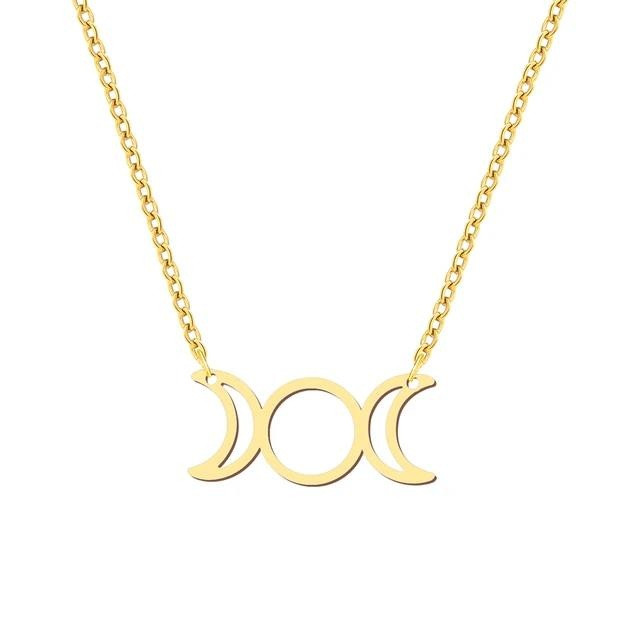 گردنبند طلا 18 عیار زنانه مدل خورشید وماه