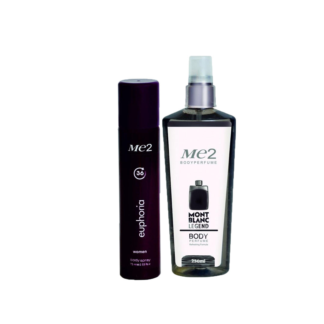بادی اسپلش مردانه می تو مدل مونت بلک حجم 250 میلی لیتر به همراه اسپری خوشبو کننده بدن مدل ایفوریا حجم 75 میلی لیتر