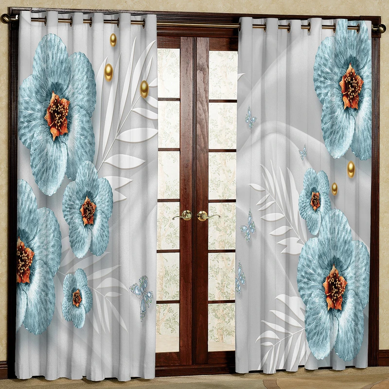 پرده مدل گل و گلبرگ هازان پانچی کد 2683 سایز 140x200 سانتی متر