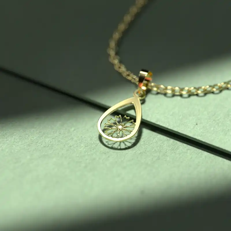 گردنبند طلا 18 عیار زنانه مدوپد مدل طرح اشک و گل کد MM1144