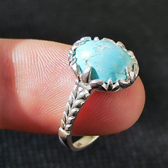 انگشتر نقره زنانه مدل فیروزه نیشابور کد 3300