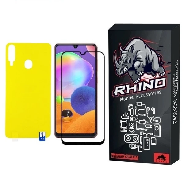 محافظ صفحه نمایش راینو مدل FUL مناسب برای گوشی موبایل سامسونگ Galaxy A20s به همراه محافظ پشت گوشی 