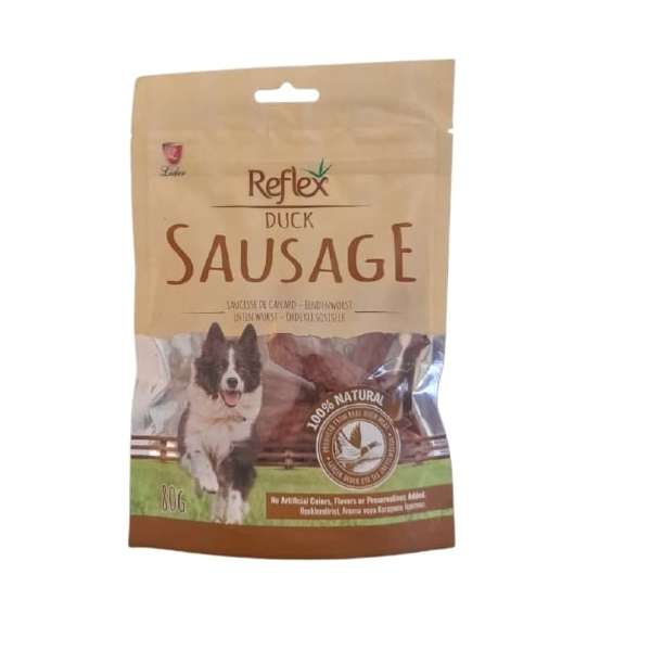 غذای تشویقی سگ رفلکس مدل duck sausage وزن 80 گرم
