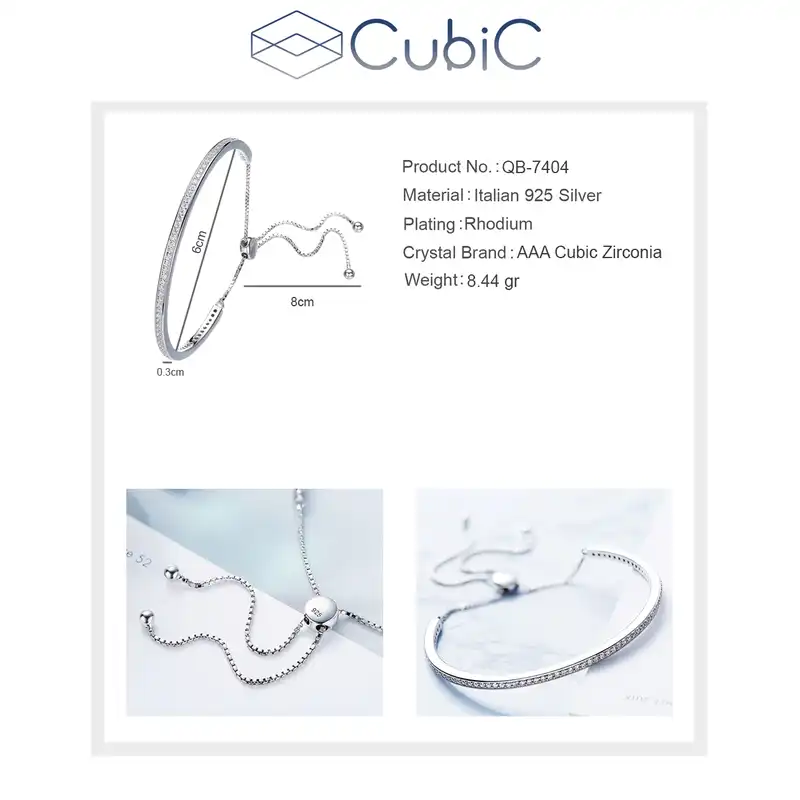 دستبند نقره زنانه کوبیک کد QB-7404