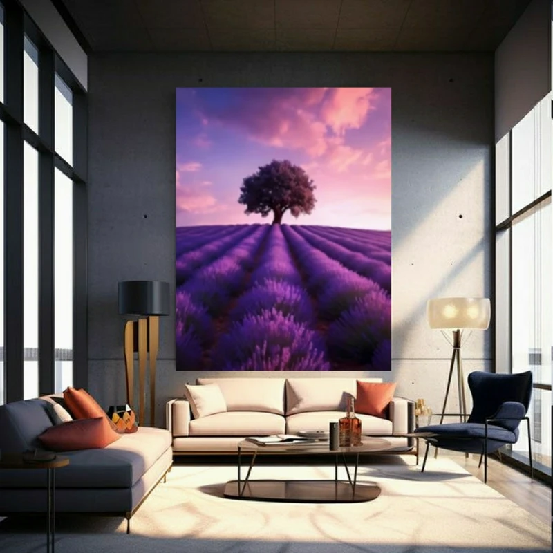 استیکر طرح دشت کلهای بنفش کد BK1195