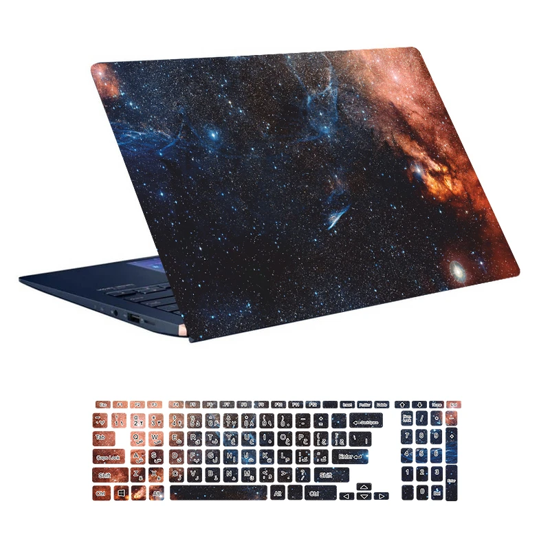 استیکر لپ تاپ توییجین و موییجین طرح Space کد 65 مناسب برای لپ تاپ 15.6 اینچ به همراه برچسب حروف فارسی کیبورد 