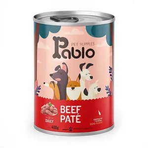 کنسرو غذای سگ مدل PABLO طعم گاو وزن 400 گرم