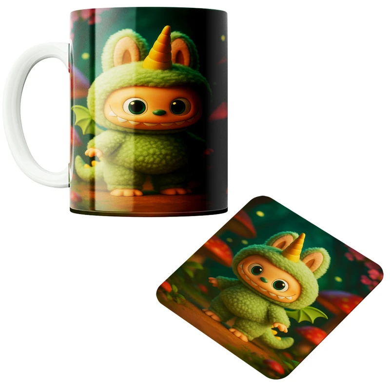 ماگ پاد آفرین مدل لبوبو کد 562 به همراه زیر لیوانی 