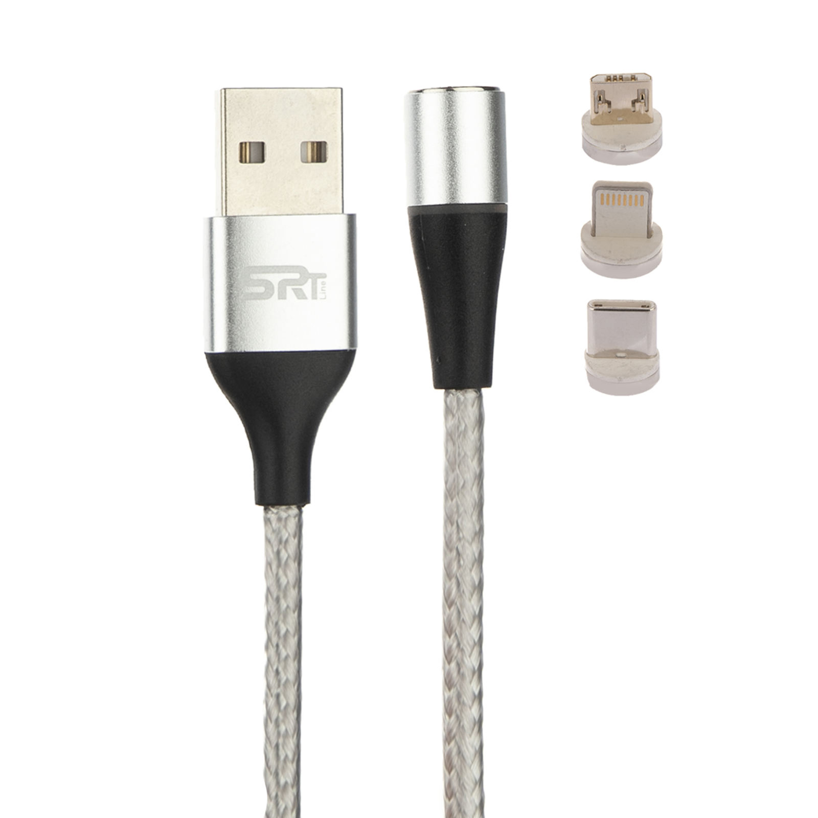 کابل تبدیل USB به microUSB/لایتنینگ/USB-C اس آر تی لاین مدل A7 طول 2 متر