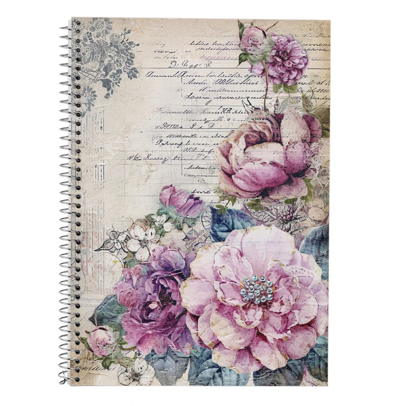 دفتر زبان 50 برگ مدوپد مدل دو خط طرح گل کد DF13310