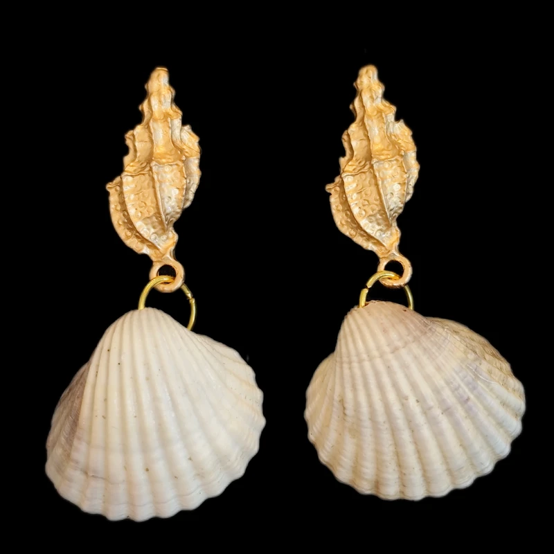 گوشواره میخی زنانه مدل صدفی