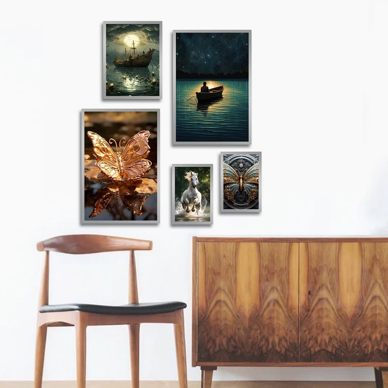 تابلو بکلیت طرح مدرن طبیعت مدل شاین اکلیلی SI-1347 مجموعه 5 عددی