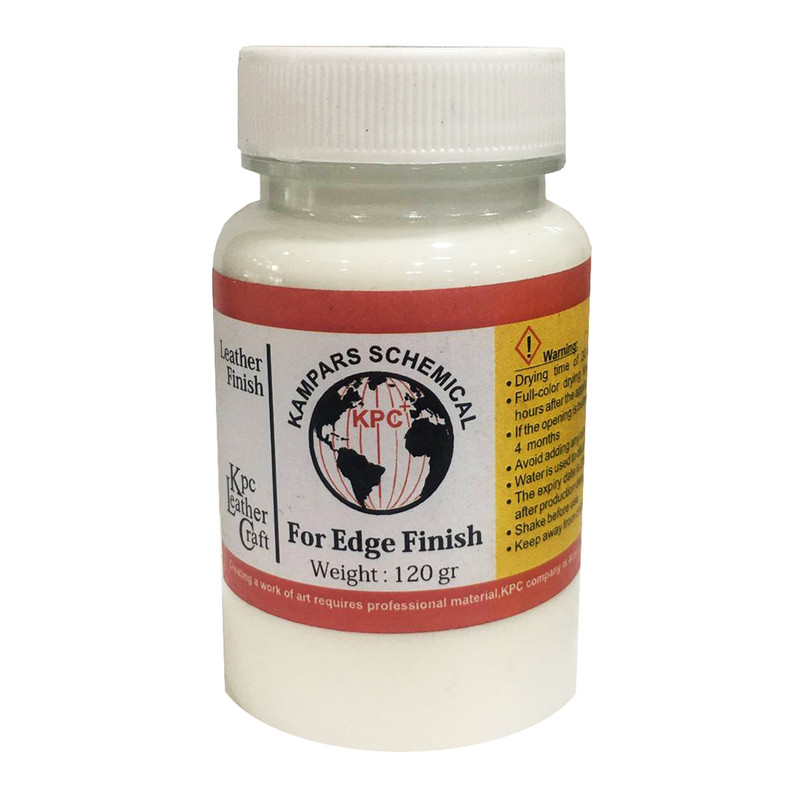 محلول رنگ سفید لبه چرم کی پی سی پلاس مدل R حجم 120 میلی لیتر
