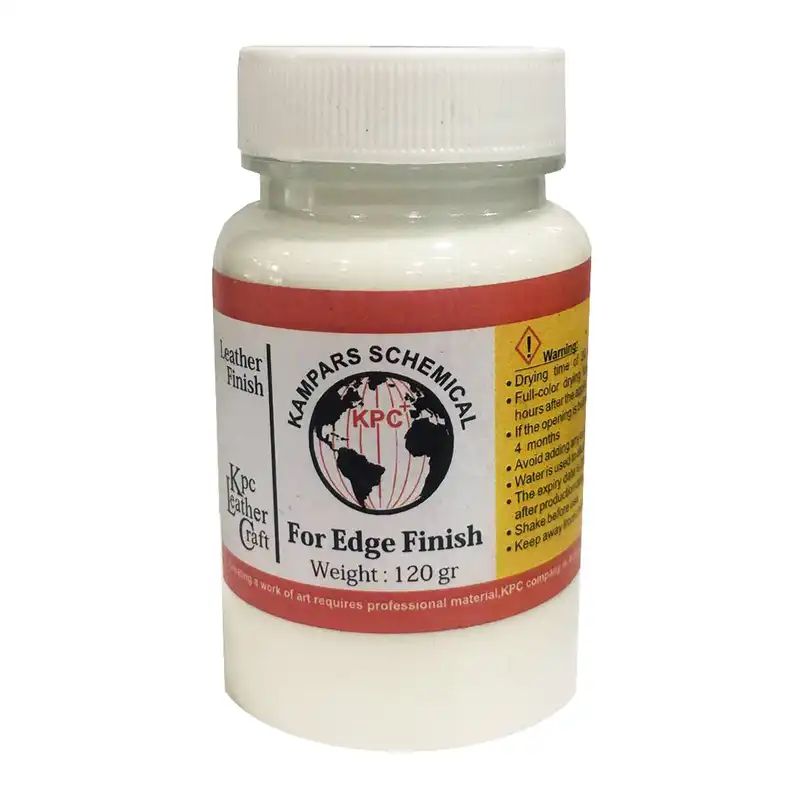 محلول رنگ سفید لبه چرم کی پی سی پلاس مدل R حجم 120 میلی لیتر