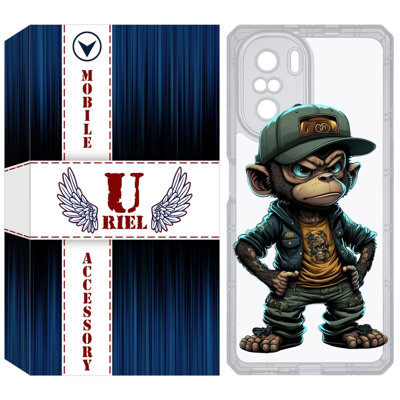 کاور یوریل قاب مدل Clear کد 37 طرح Monkey مناسب برای گوشی موبایل شیائومی Poco F3 / Redmi K40 / Mi 11i