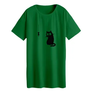 تی شرت لانگ زنانه مدل گربه و ماهی