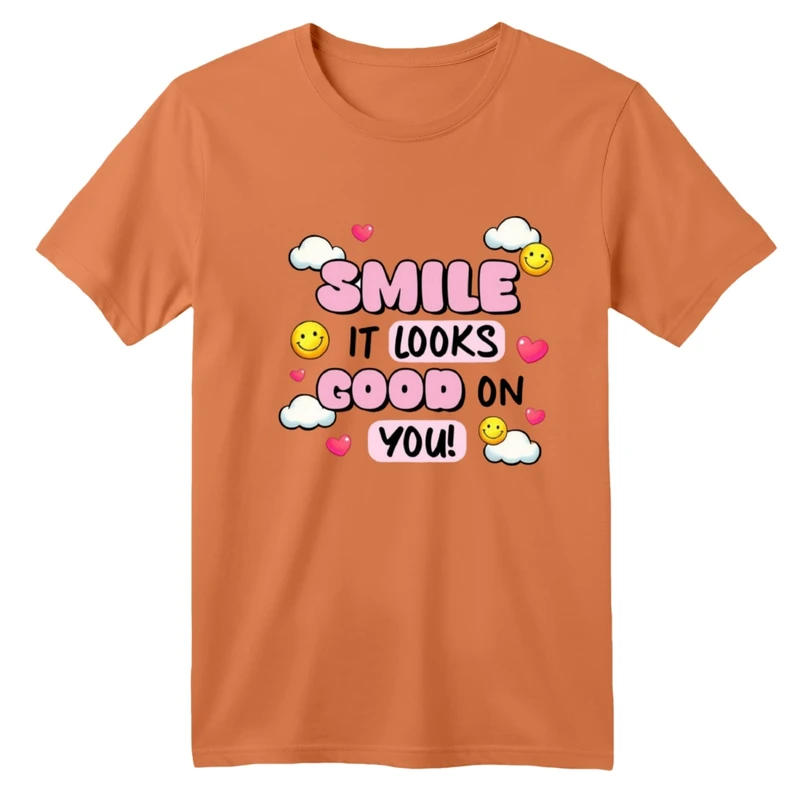 تی شرت آستین کوتاه بچگانه مدل لبخند بزن