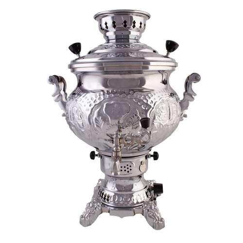 سماور گازی مدل سماور قلم زنی مهسان ظرفیت 10 لیتر