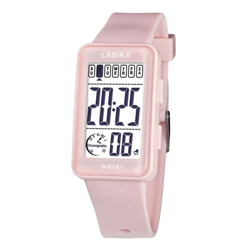ساعت مچی دیجیتال بچگانه لاسیکا مدل کوارتز تک زمانه کرنومتر دار بند پیو کد 2