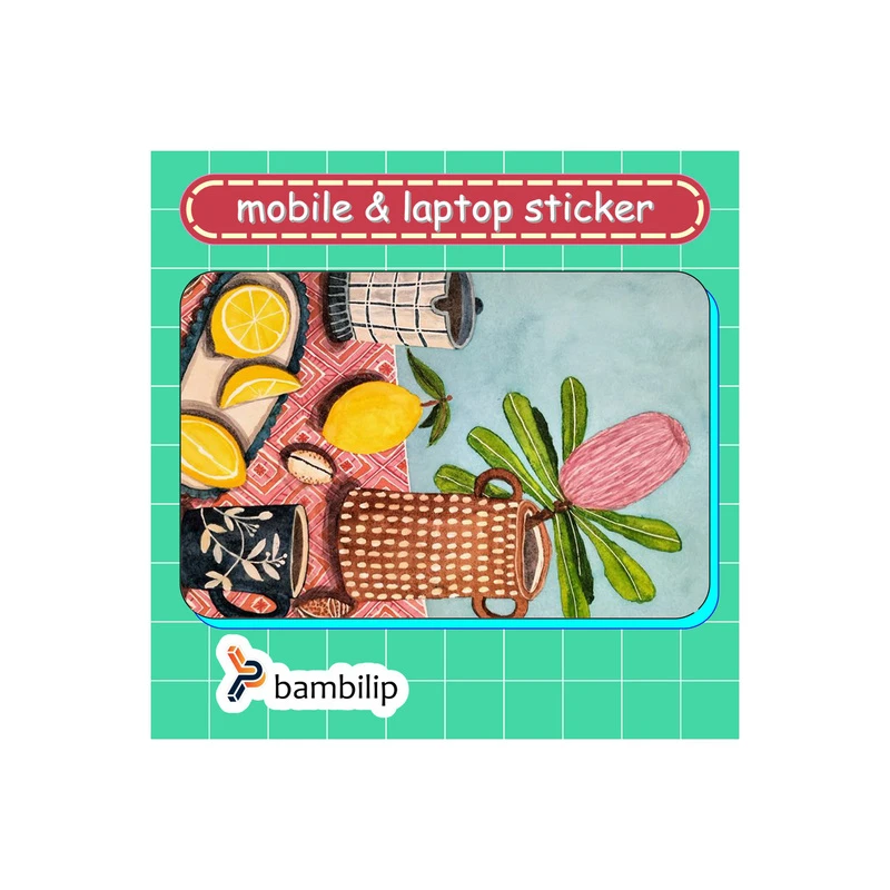 استیکر بامبیلیپ مدل کارت عابر طرح چای و لیمو و چیدمان عصرانه کد 9174997