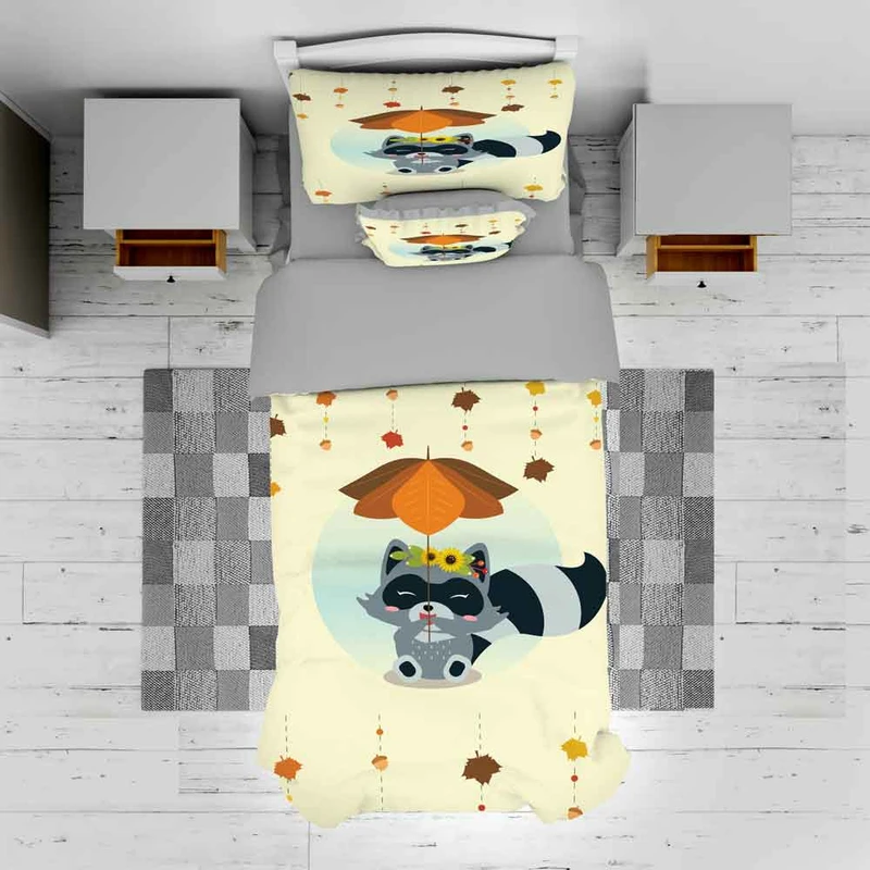 سرویس روتختی مدل کارتونی پاییزی TXY806 تک نفره 5 تکه