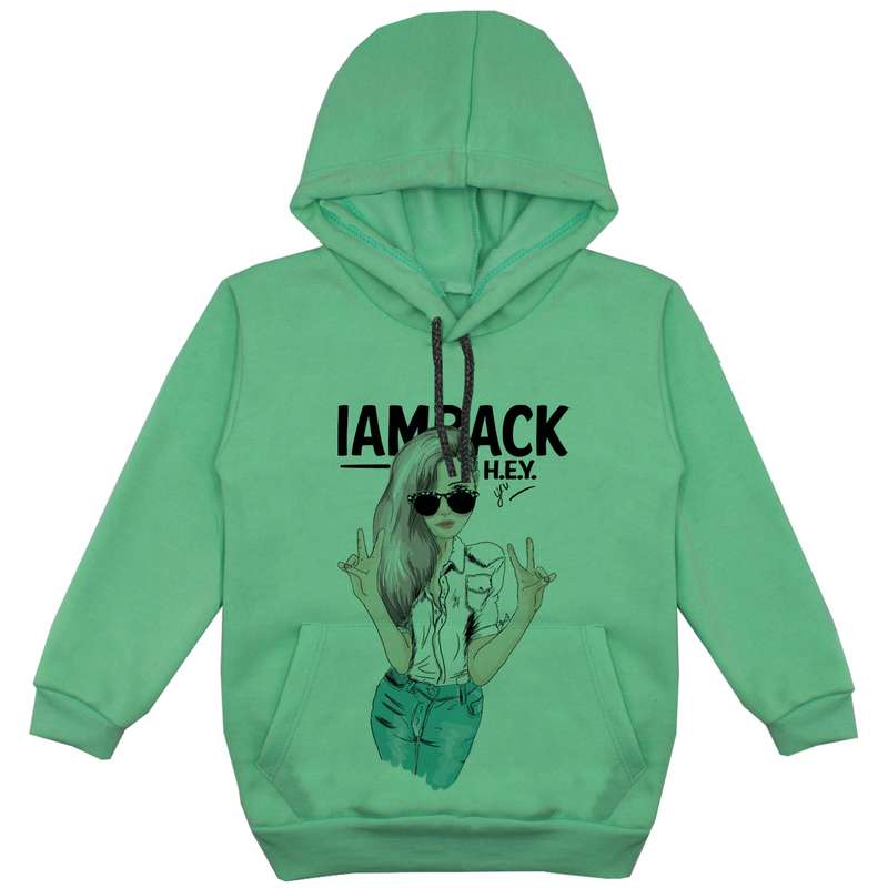 هودی دخترانه مدل دختر F158 رنگ سبز