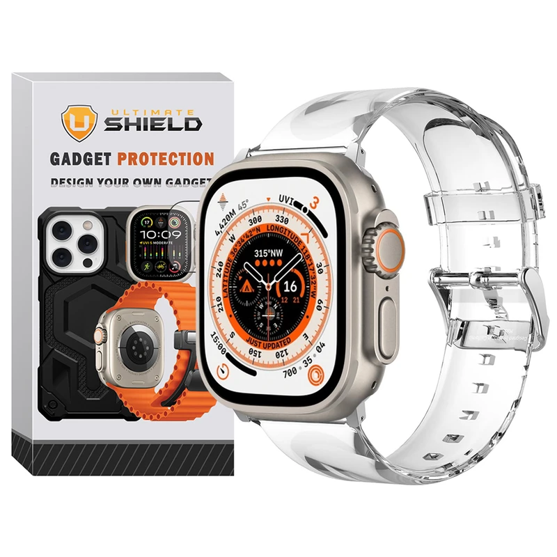 بند آلتیمیت شیلد مدل Transparent Silicone مناسب برای اپل واچ 42/44/45/49mm