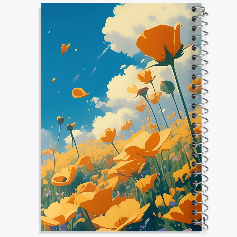 دفتر ژورنال نویسی 50 برگ خندالو مدل نقطه ای طرح منظره ی گل ها کد F6041