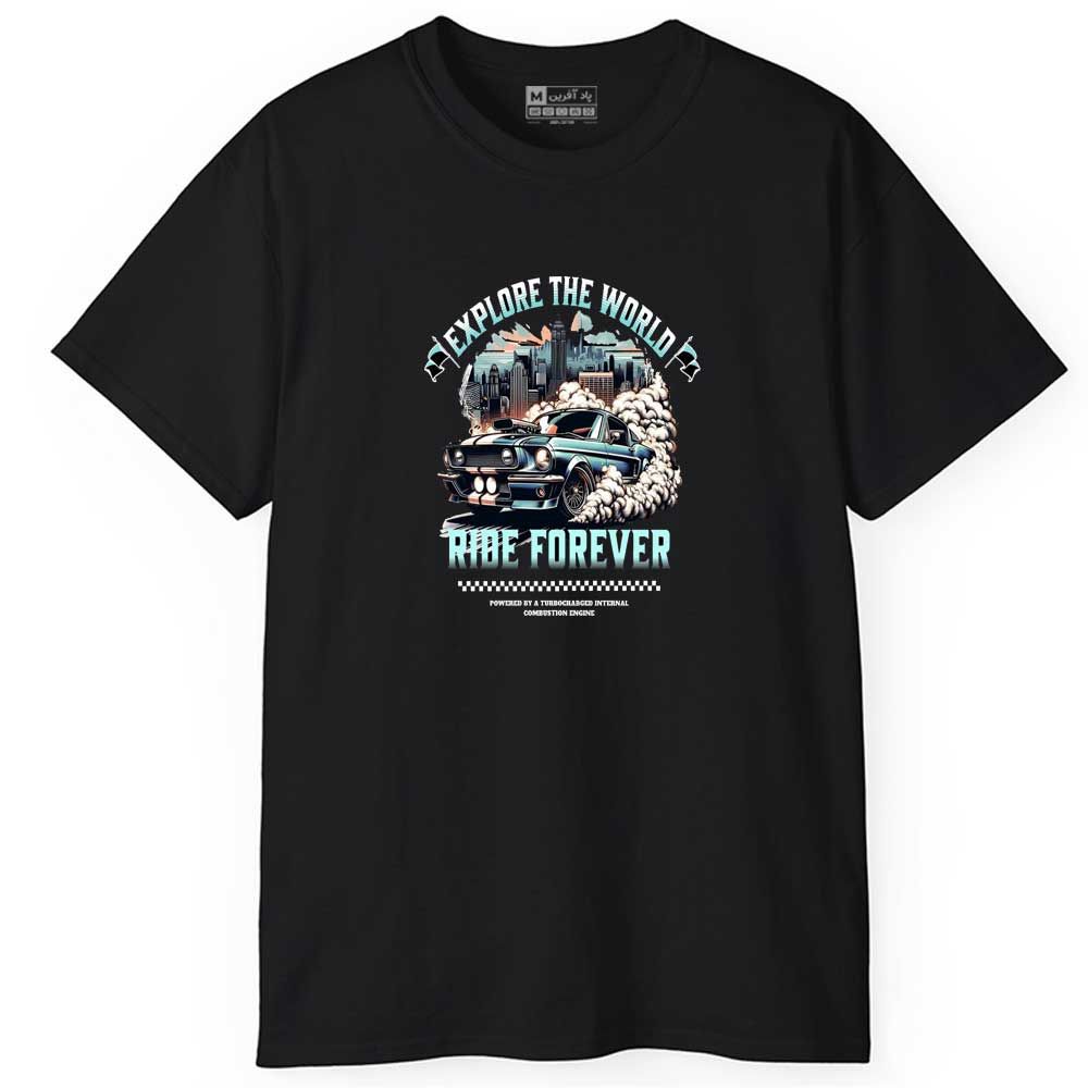 تی شرت آستین کوتاه مردانه پاد آفرین مدل اسپرت طرح ماشین متن دار کد 0830 -  - 6