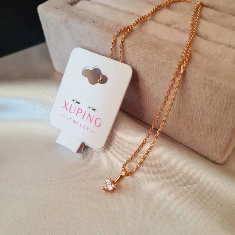 گردنبند زنانه ژوپینگ مدل قلب نگینی مینیمال کد ss