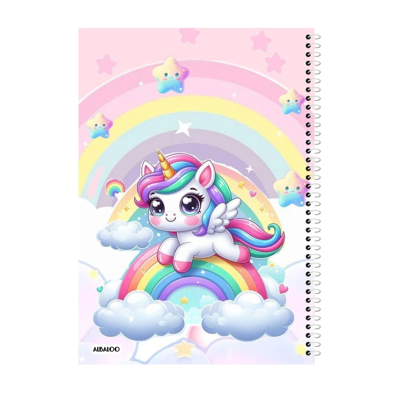 دفتر نقاشی 50 برگ آلبالو طرح اسب تک شاخ کد2006