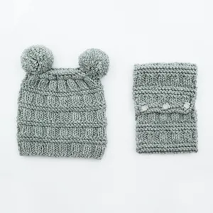 ست کلاه و شال گردن بافتنی بچگانه مدل Pi-6236