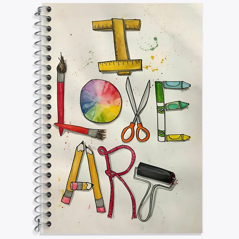 دفتر زبان 50 برگ خندالو مدل دو خط طرح I Love Art کد N3833