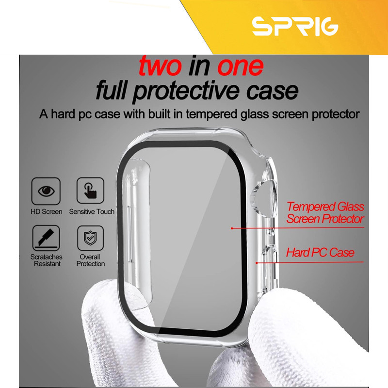 کاور اسپریگ مدل Guard Glass مناسب برای اپل واچ سری SE2021/7/8/9 سایز 45 میلی متری به همراه محافظ صفحه نمایش