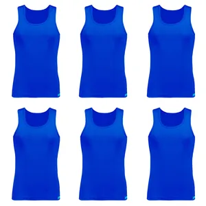 زیرپوش رکابی مردانه برهان تن پوش مدل 14-01 رنگ آبی بسته 6 عددی