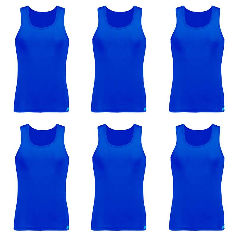 زیرپوش رکابی مردانه برهان تن پوش مدل 14-01 رنگ آبی بسته 6 عددی