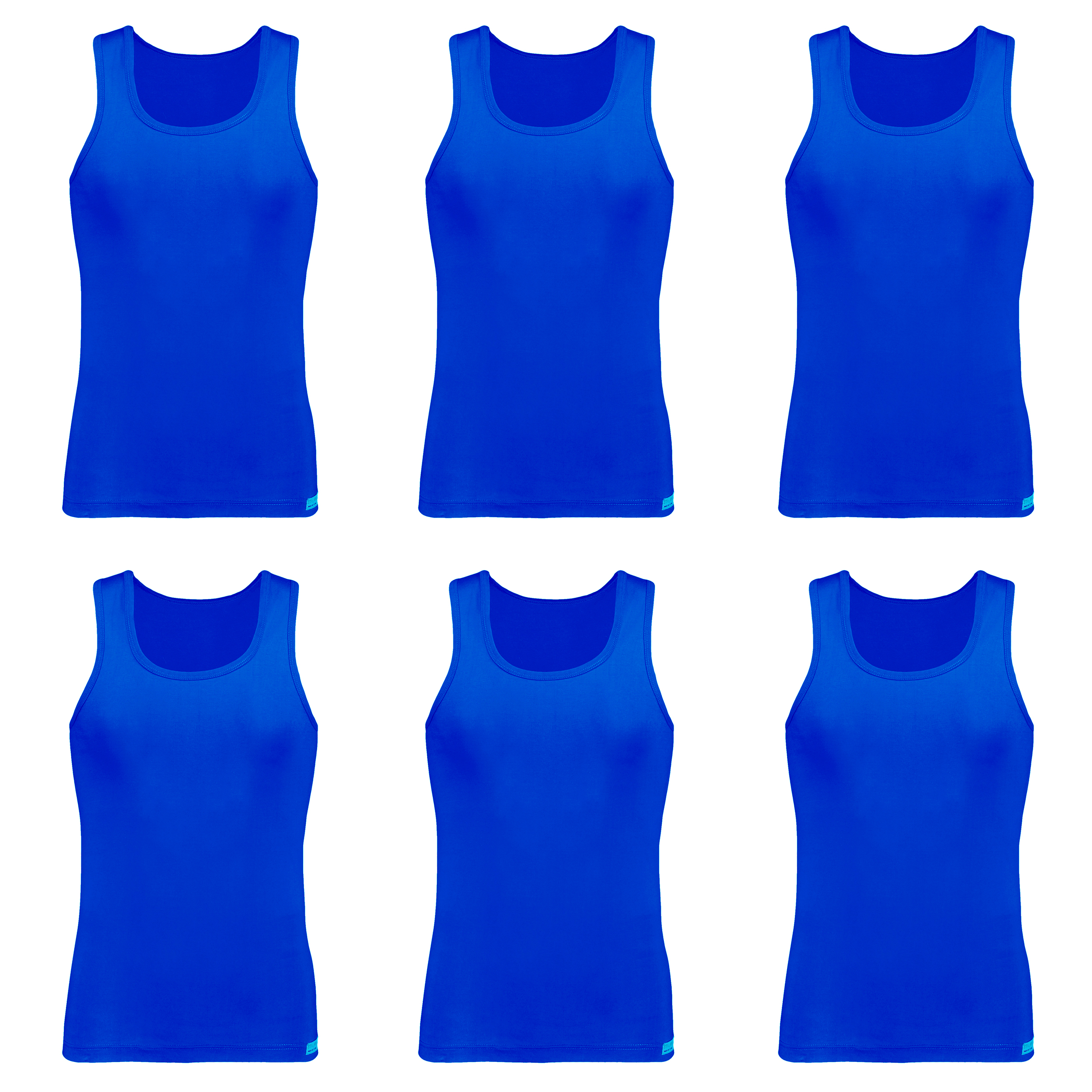 زیرپوش رکابی مردانه برهان تن پوش مدل 14-01 رنگ آبی بسته 6 عددی
