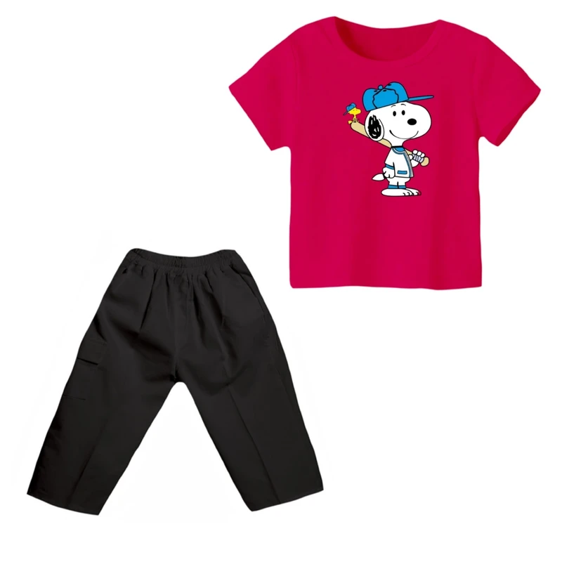 ست تی شرت و شلوارک پسرانه مدل اسنوپی کد ۴۱