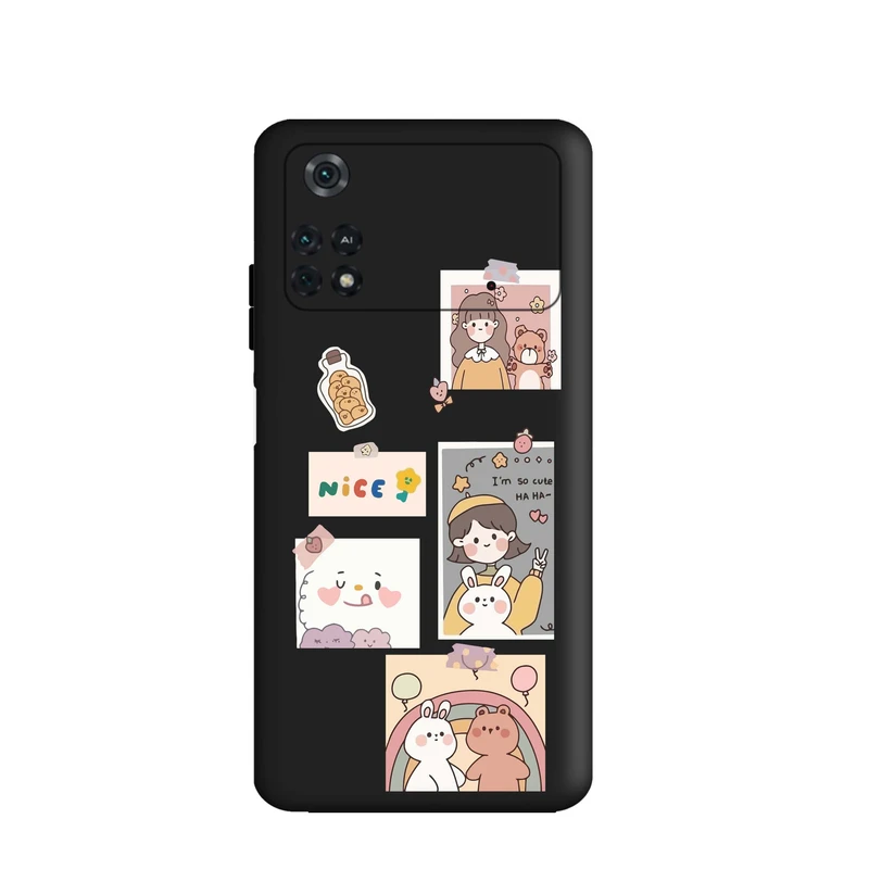 کاور قاب گارد طرح دختر و خرس کد t9114 مناسب برای گوشی موبایل شیائومی Poco M4 Pro 4G