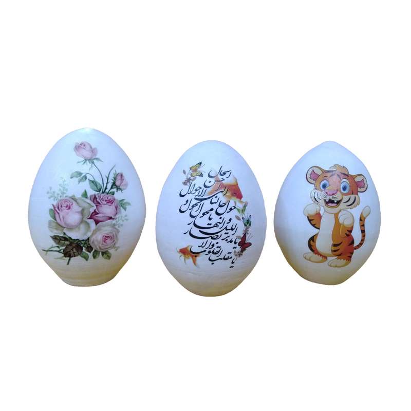 تخم مرغ سفالی مدل هفت سین کد E002 مجموعه 3 عددی