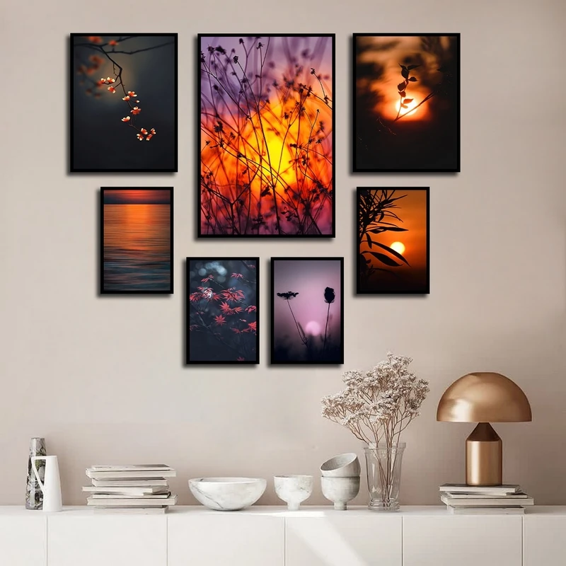 تابلو بکلیت طرح طبیعت و غروب مدل B-2654 مجموعه 7 عددی