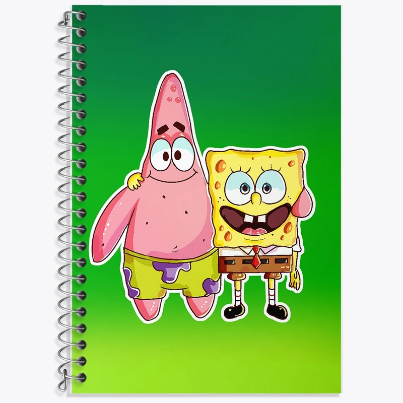 دفتر زبان 50 برگ خندالو مدل سه خط طرح باب اسفنجی و پاتریک کد F1860