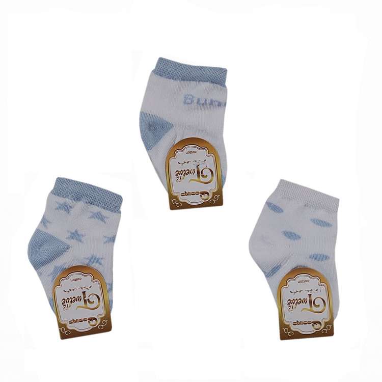 جوراب ساق کوتاه نوزادی مدل ابر و ستاره مجموعه 3 عددی