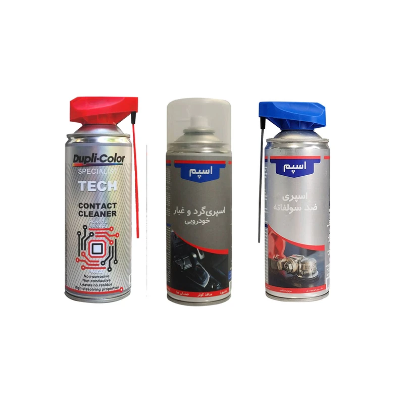 کیت تمیزکننده خودرو اسپم مدل 3 حجم 400 میلی لیتر مجموعه 3 عددی