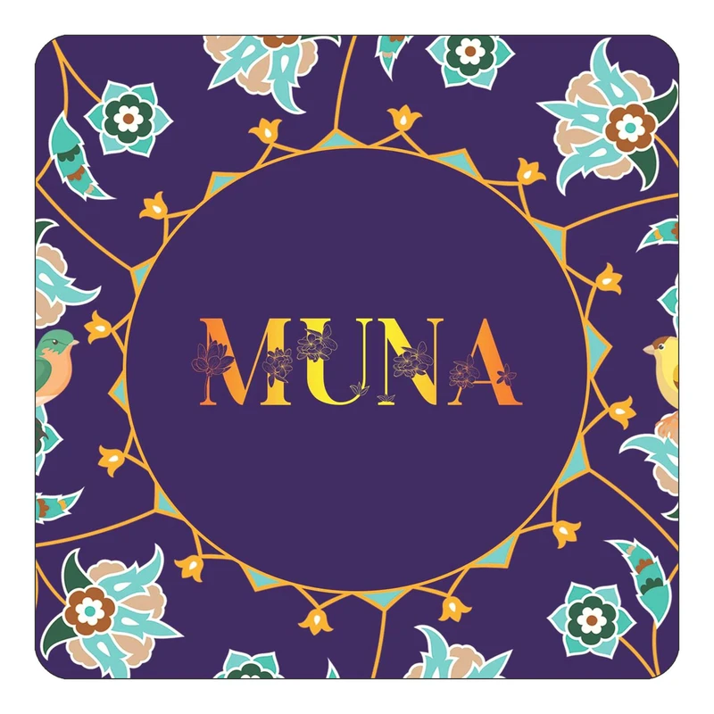 مگنت کاکتی طرح اسم مونا muna مدل گل و بلبل کد mg16042