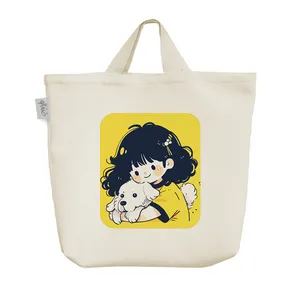 ساک خرید خندالو مدل دختر زرد پوش و سگ کد 8256