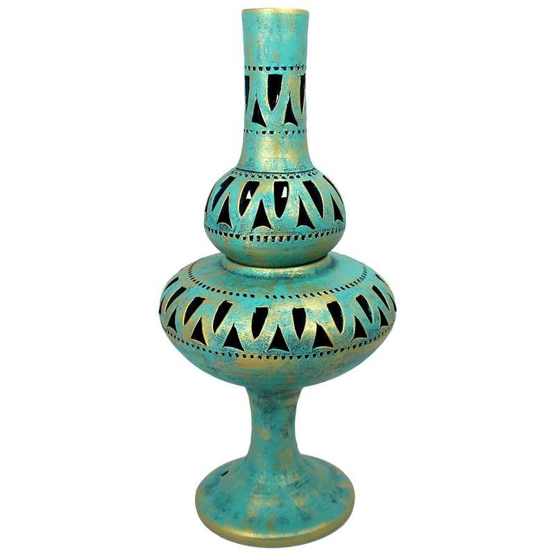 چراغ گرد سوز سفالی دست نگار کد 1